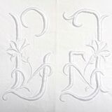 L J monogram embroidered sheet