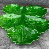 Green Ceramic Hors d'Oeuvres Dish in Leaf Shape, Art Deco Period