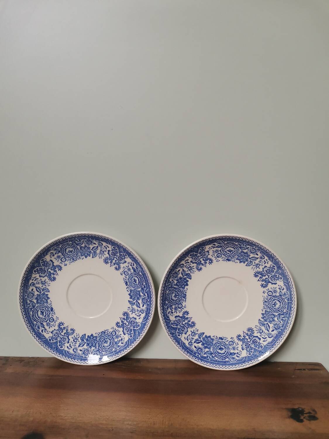 Set of 2 vintage Villeroy and Boch Burgenland plates with blue flower pattern
