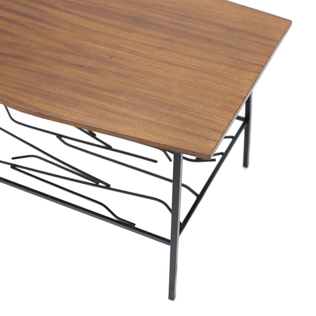 Coffee table with a wooden top, 1950s.