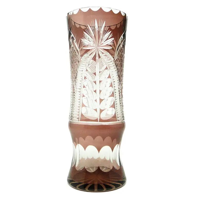Mid-century modern vase, crystal glass, Poland, 1970s