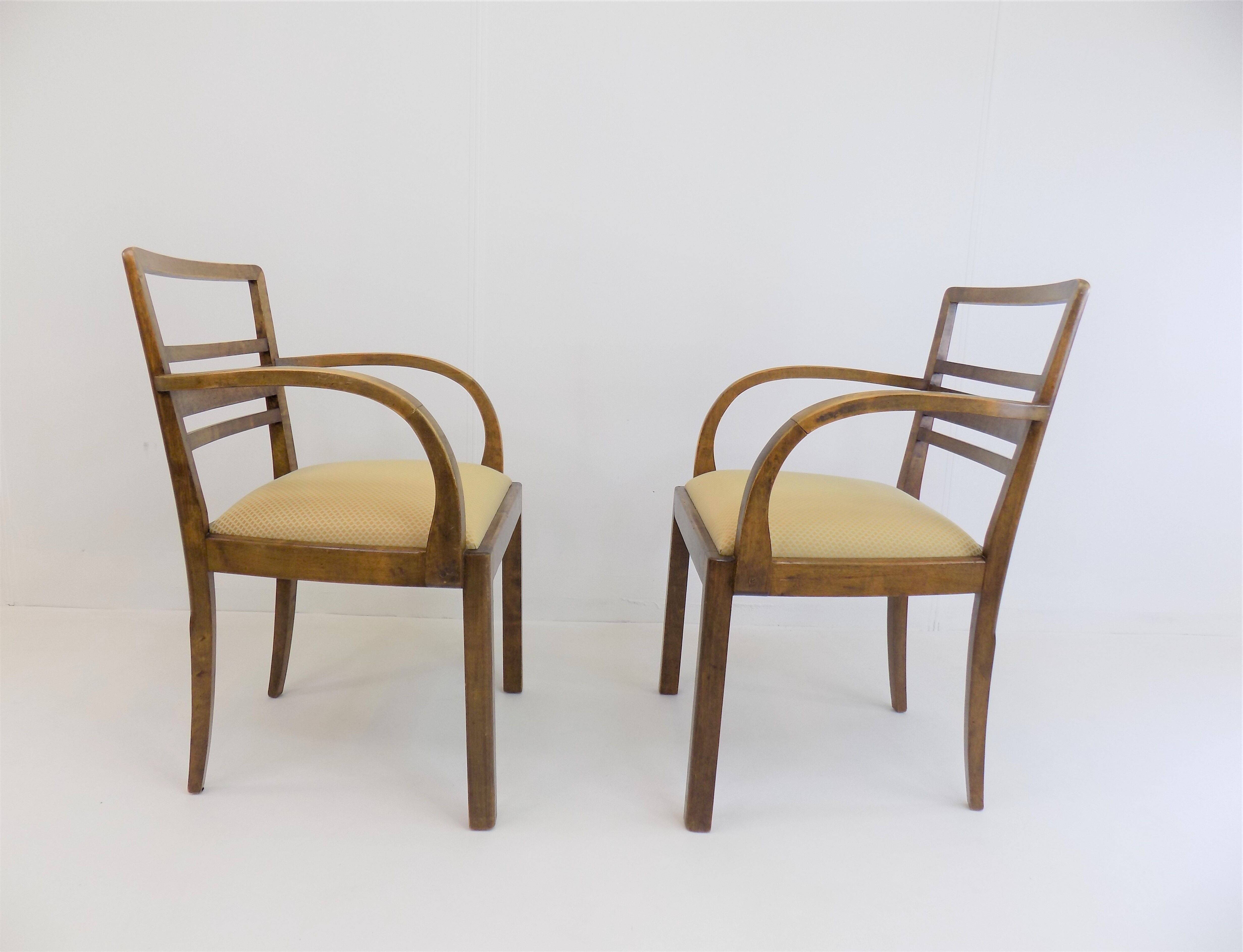 Set of 2 Art Deco chairs in birch burl