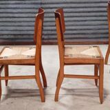 Set of 6 chairs straw wood reconstruction