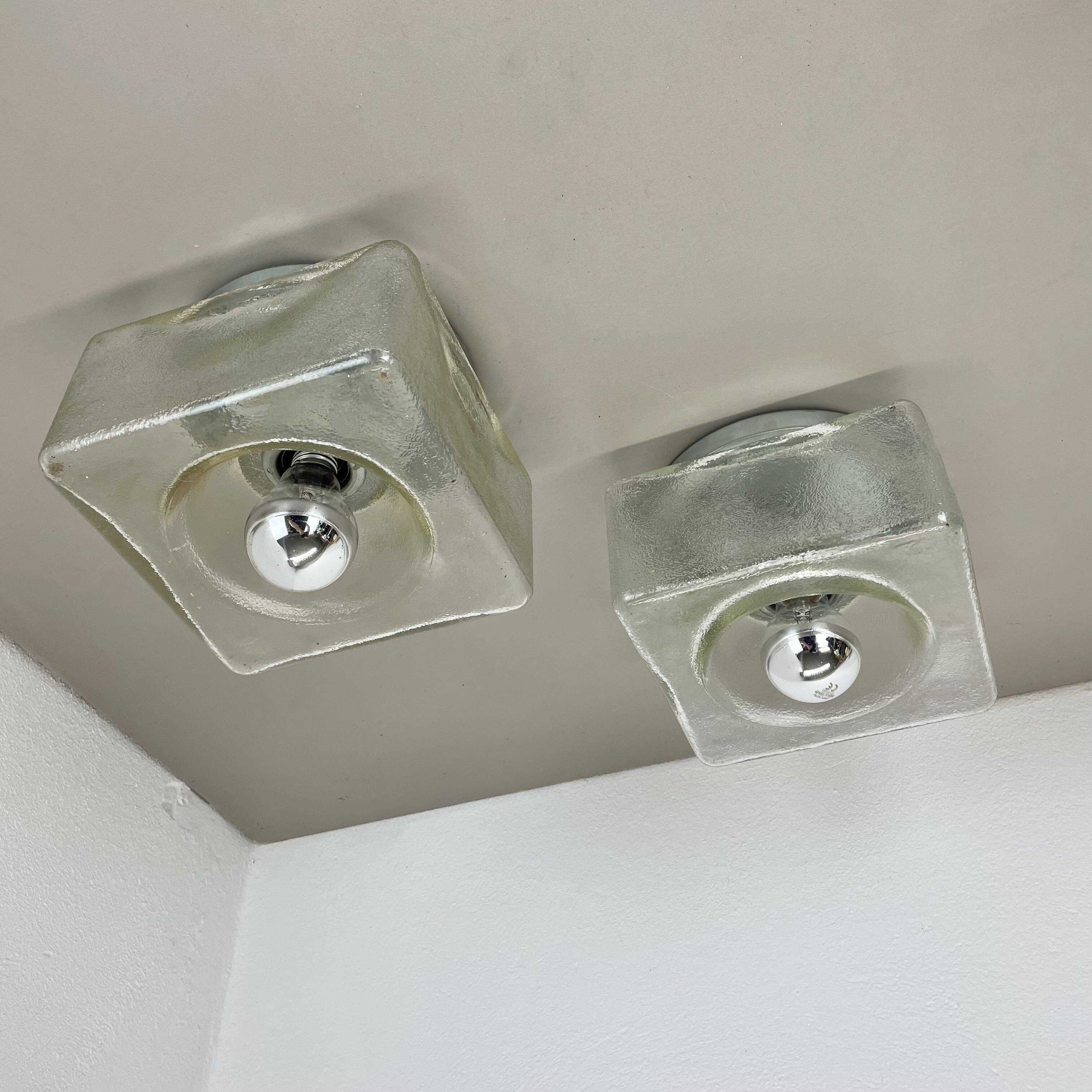 set of 2 CUBIC Ice Glass Ceiling Light, by J. T. Kalmar Lights, Austria