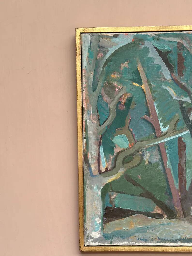 Original Swedish Oil on Canvas – “Forest” by Thure Lindskoog – Signed – Vintage & Framed – 44 × 32 cm (17.3" × 12.6")
