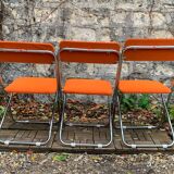 Framar folding chairs orange felt 1970