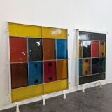 Panels made of thick colored glass slabs from Saint Gobain