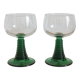 2 verres à eau pieds coniques vert Luminarc vintage années 70