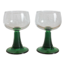 2 verres à eau pieds coniques vert Luminarc vintage années 70