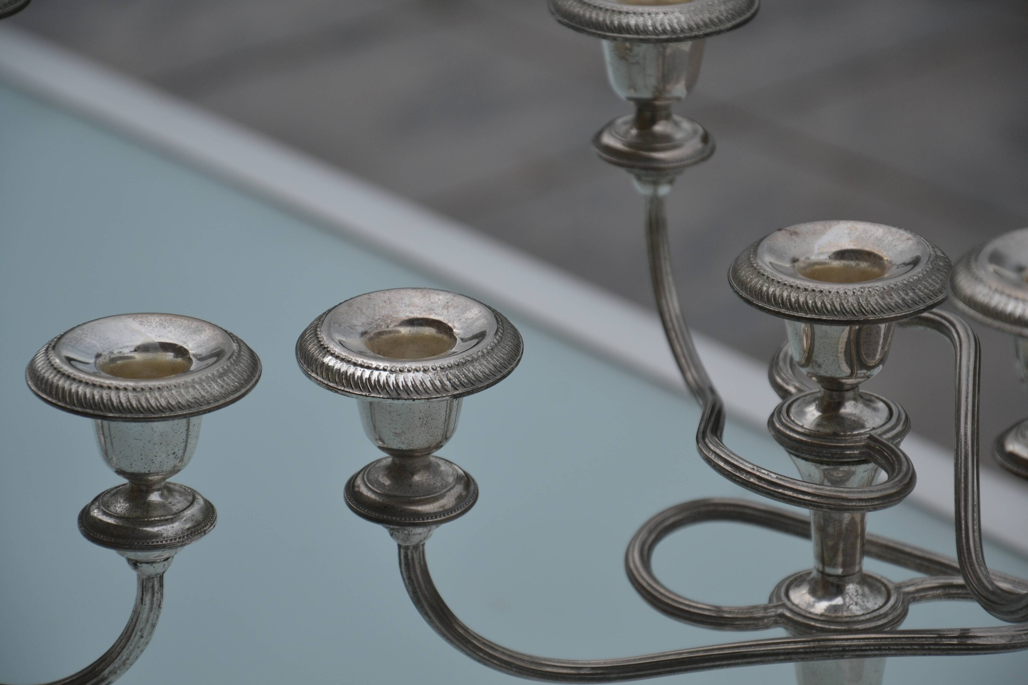 Pair of English silver-plated candlesticks