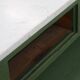 Unique antique green counter / sideboard / side table from the late 19th / early 20th century with a marble top