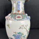 China, polychrome porcelain vase with relief decoration, 20th century