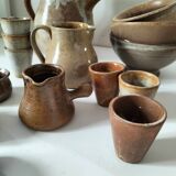 Vintage stoneware country house brunch service – teapot and bowls