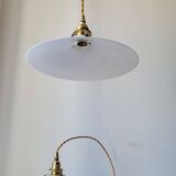 Duo of white opaline pendant lights