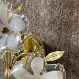 Pair of vintage golden sconces and lucite flowers