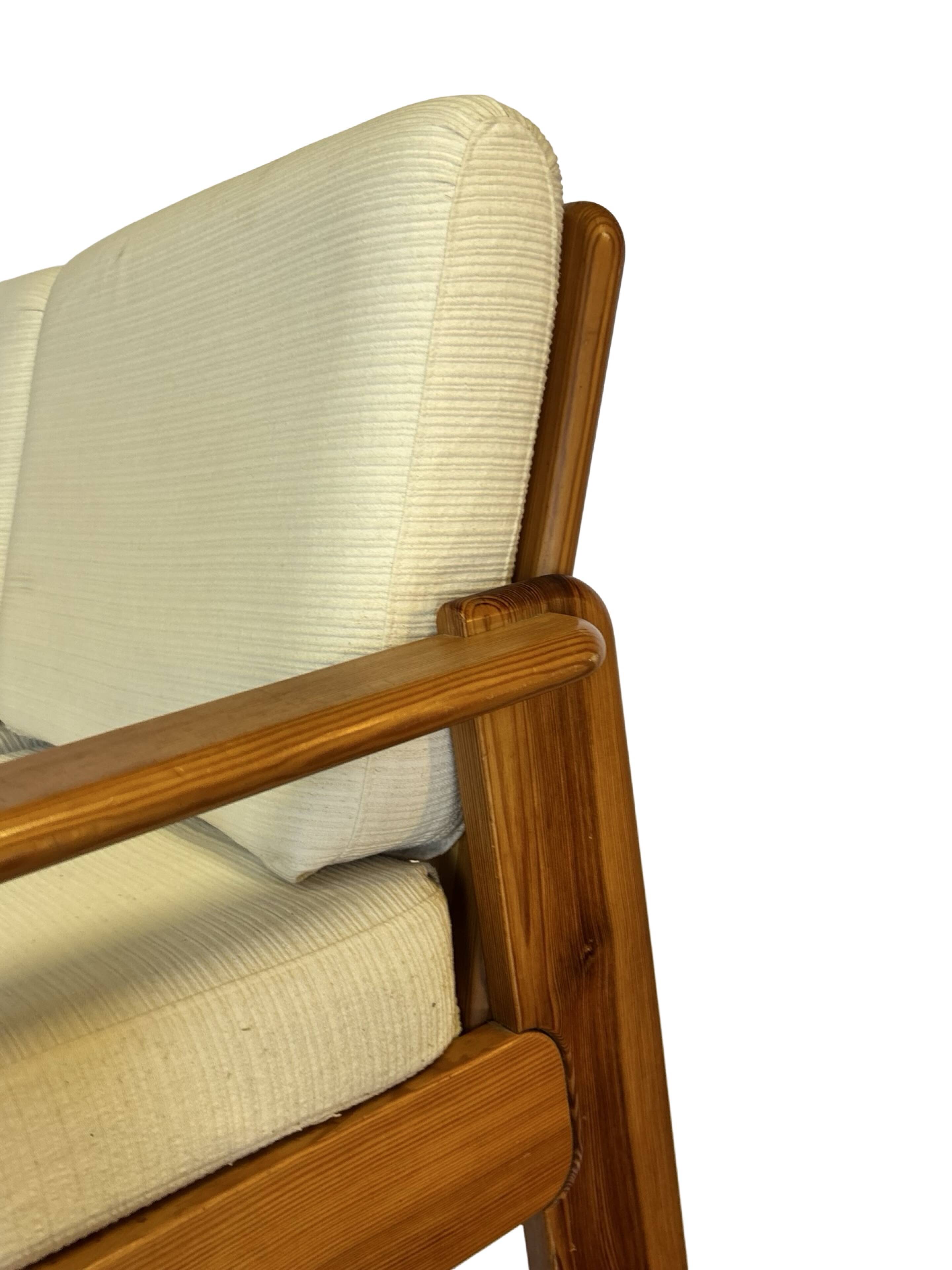 Canapé vintage deux places en pin des années 70 au design minimaliste