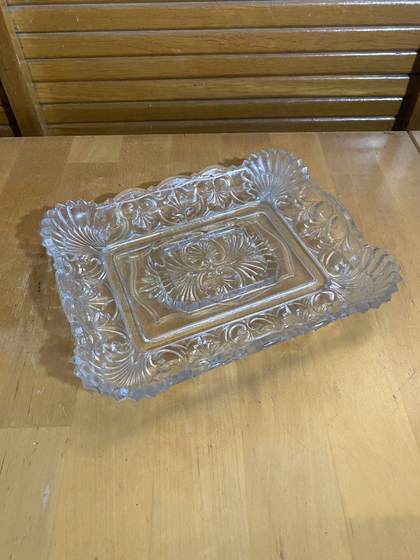 Vintage vallerysthal crystal moulded cut pocket ashtray #