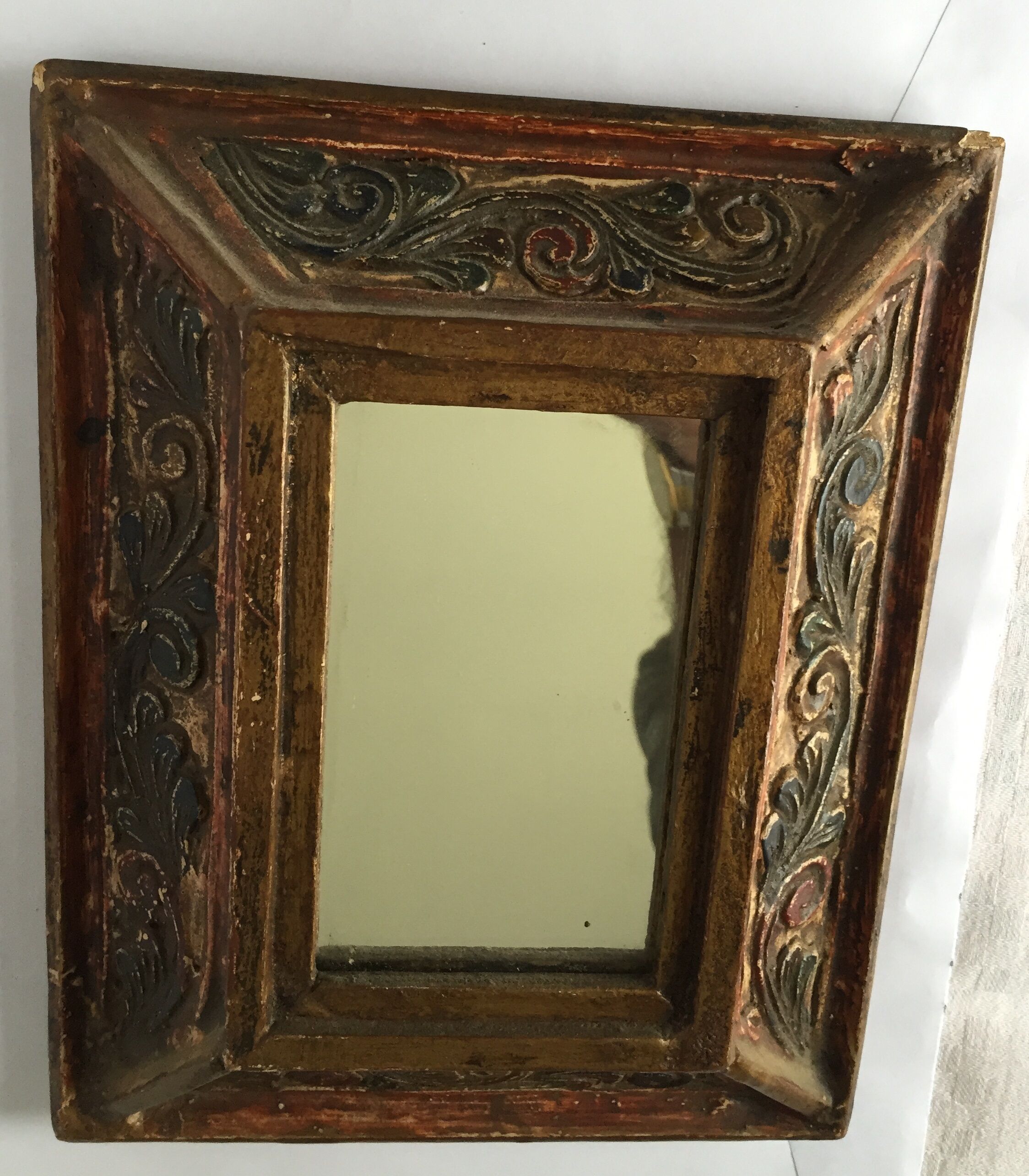 Small old wooden mirror 23 x 18 cm