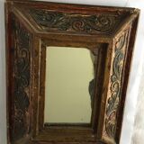 Small old wooden mirror 23 x 18 cm