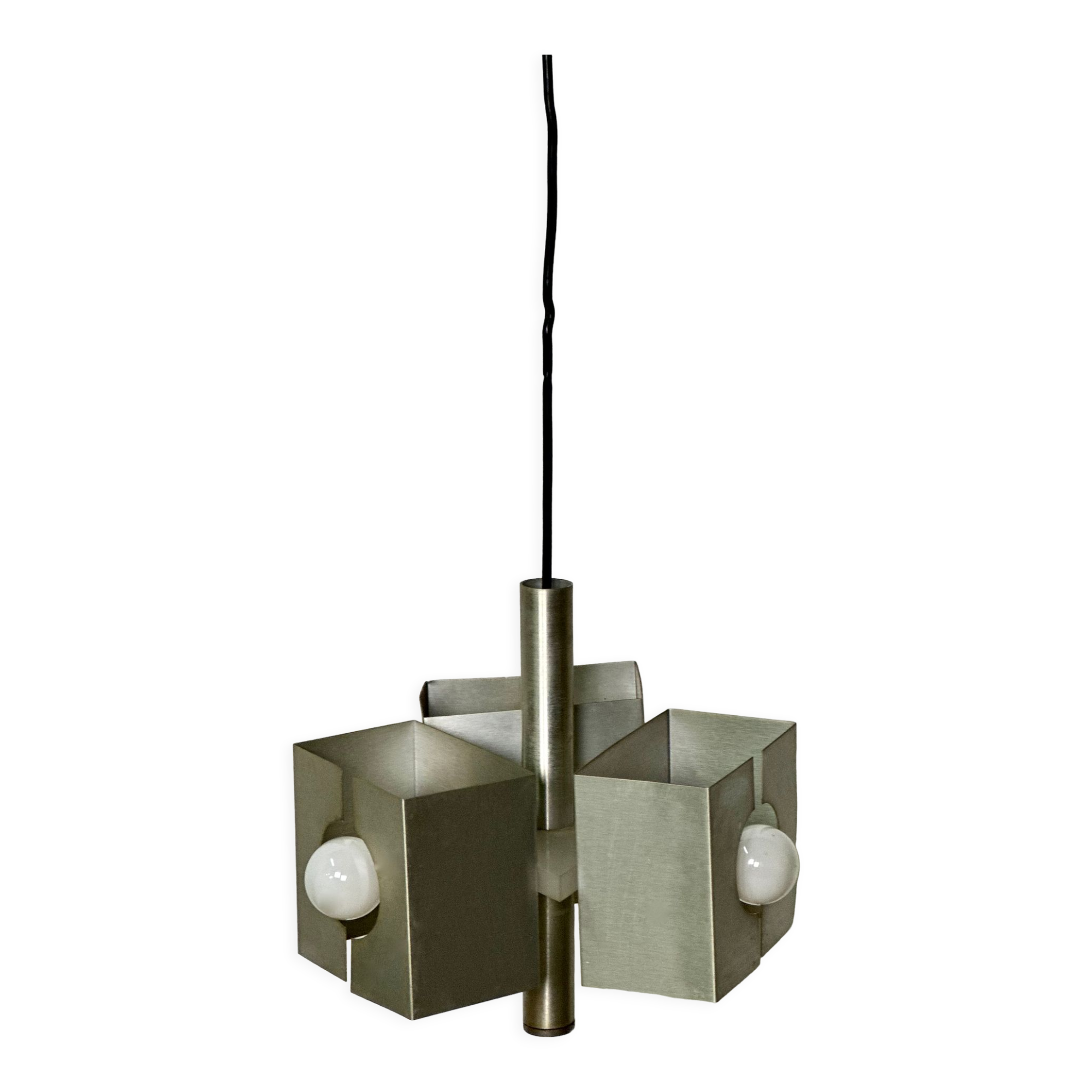 Vintage chandelier 70'S brushed steel 3 burners