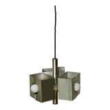 Vintage chandelier 70'S brushed steel 3 burners