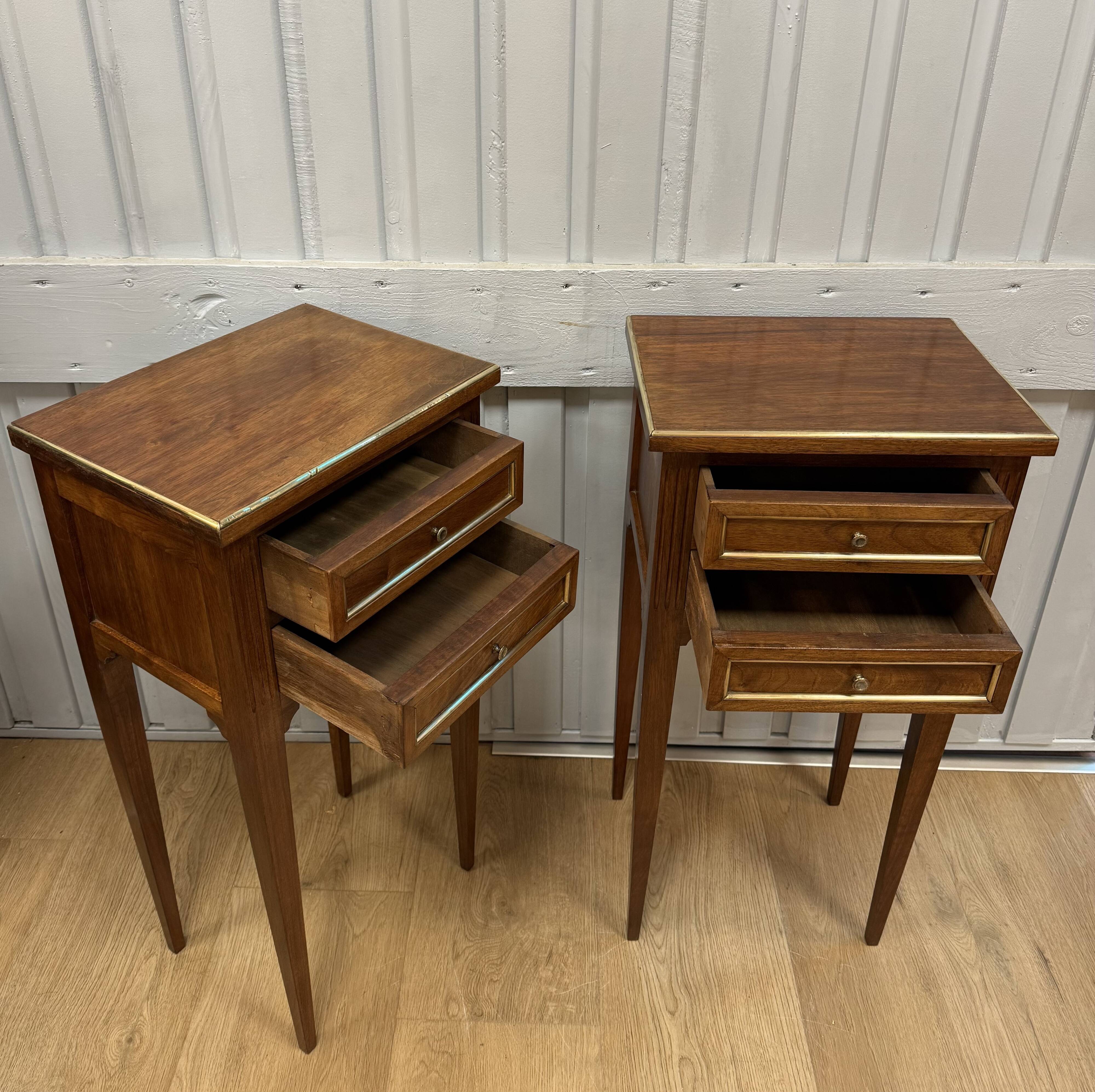 Pair of walnut bedside tables