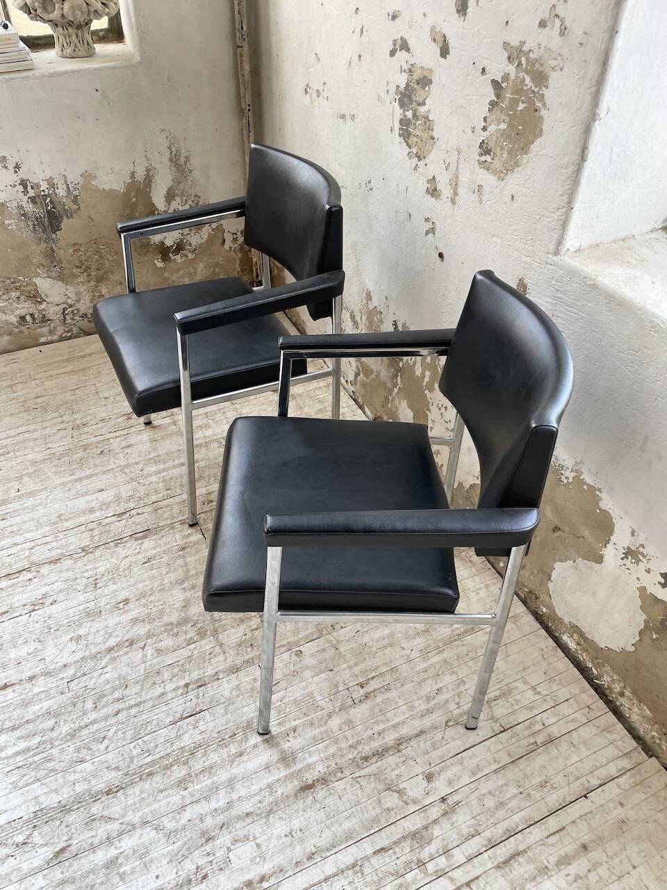 Pair of chrome office chairs