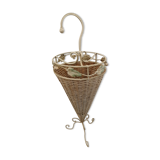 Umbrella holder in metal and wicker decor floral