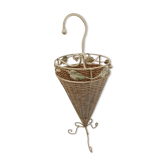 Umbrella holder in metal and wicker decor floral