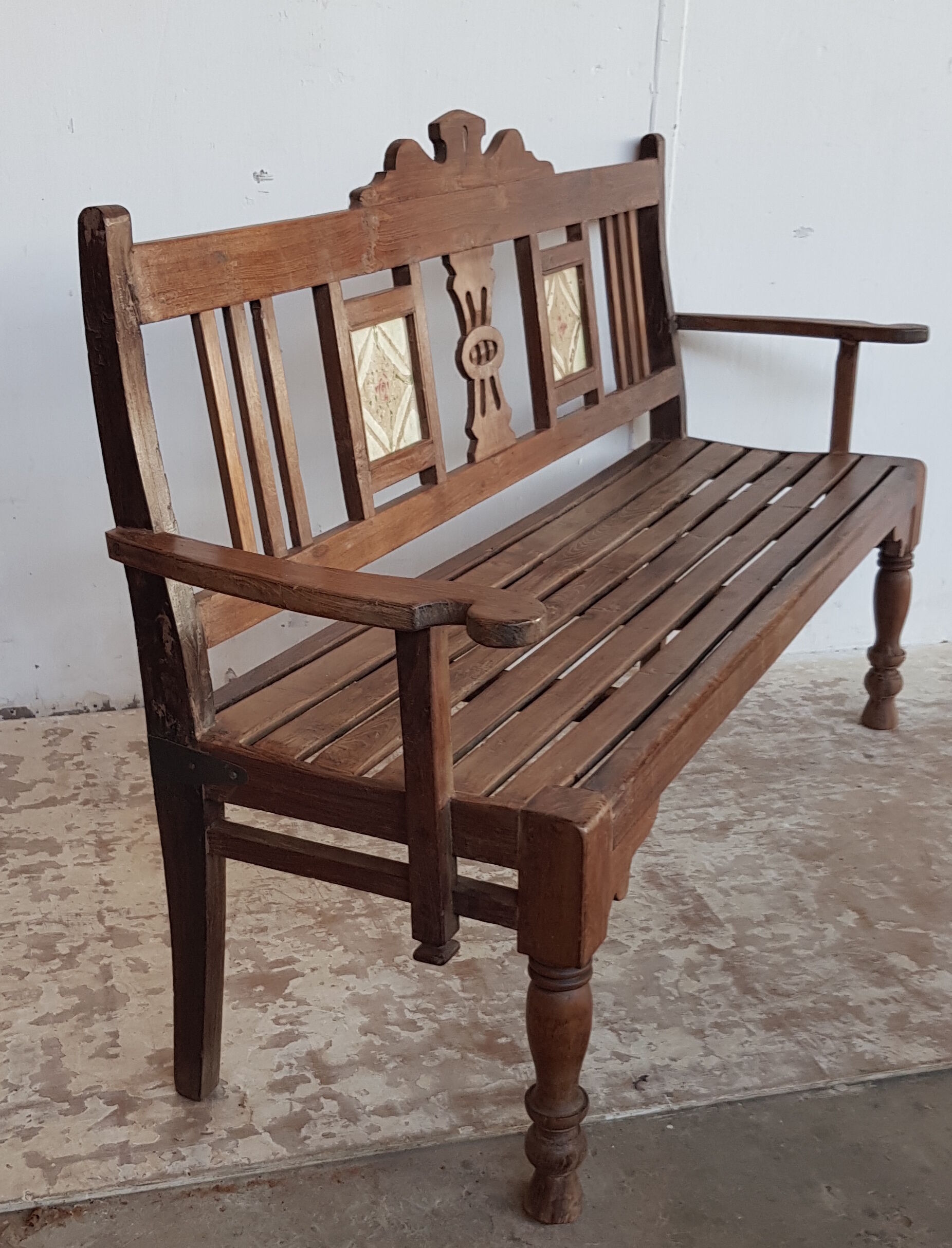 Old "art-deco" teak bench