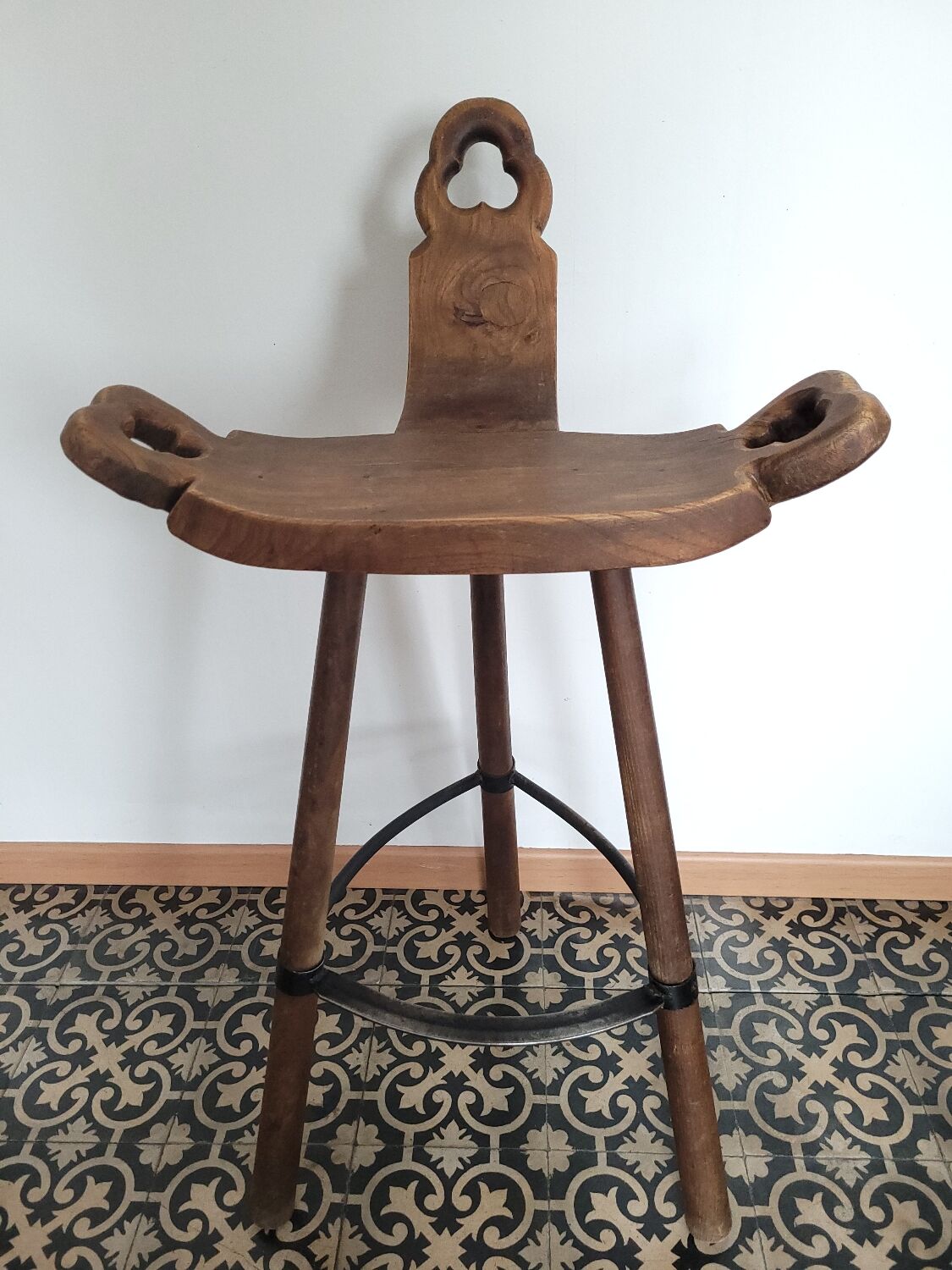 2 vintage brutalist bar stools design Marbella 1970s Spain