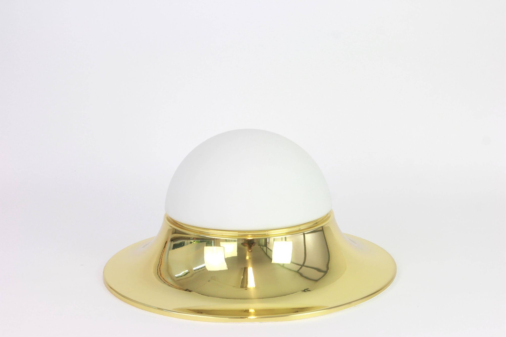 UFO ceiling lights in brass and glass, Limburg, Germany, 1970s.