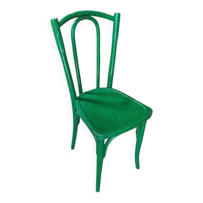 Chaise bistrot vintage bois courbé verte — Style Baumann / Thonet ​ancienne
