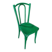 Chaise bistrot vintage bois courbé verte — Style Baumann / Thonet ​ancienne