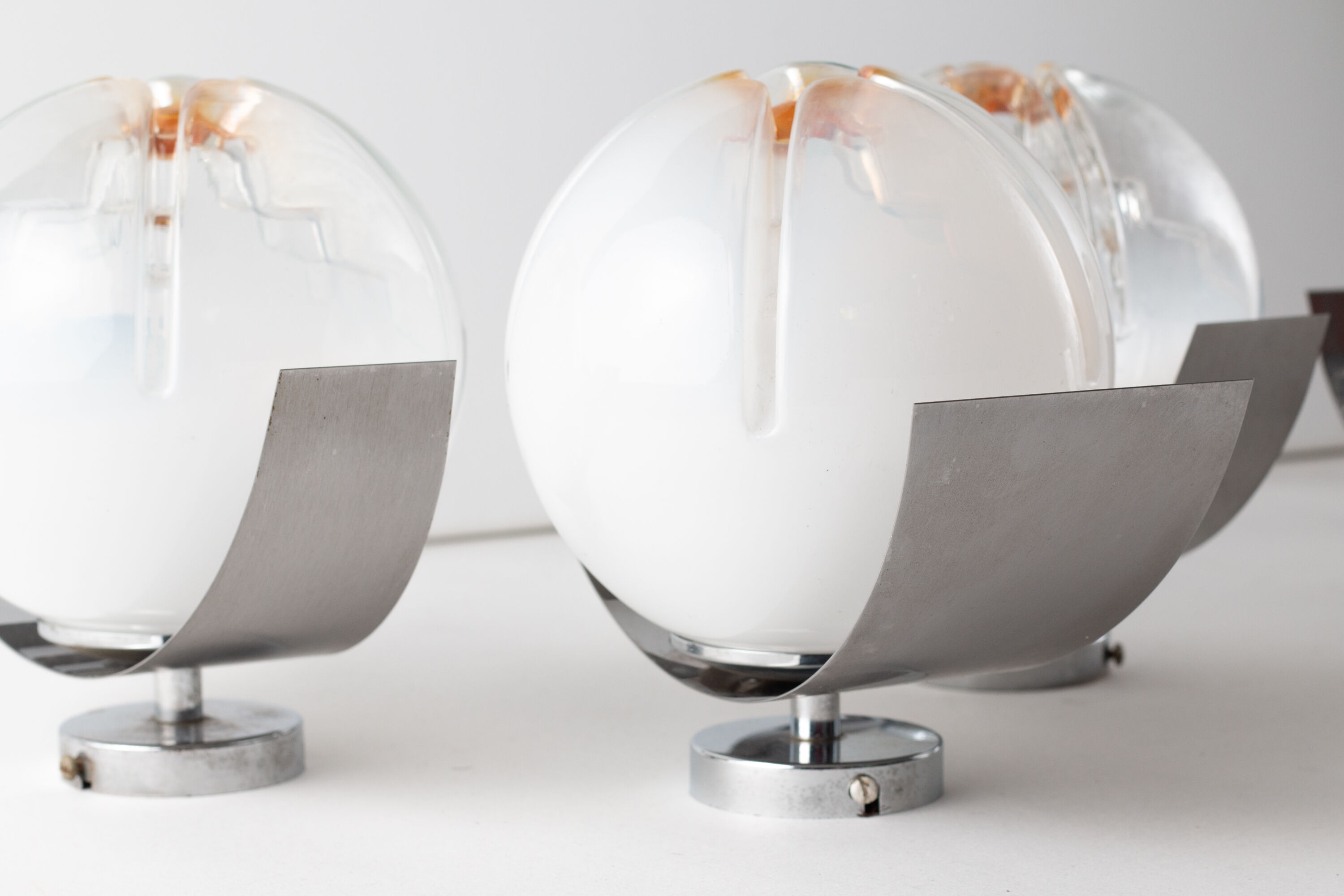 4 Mazzega Murano wall lamps vintage 1960s