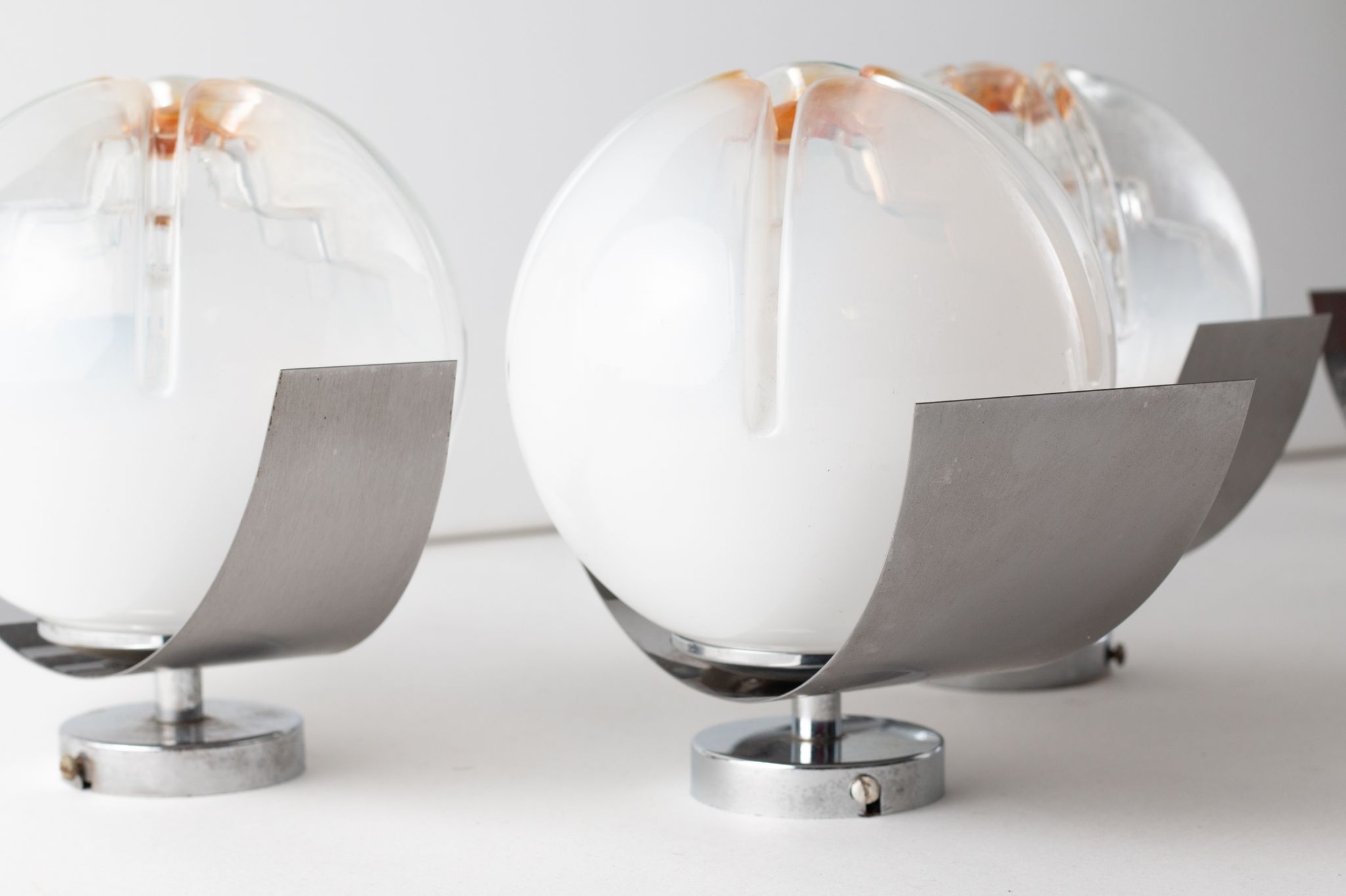 4 Mazzega Murano wall lamps vintage 1960s