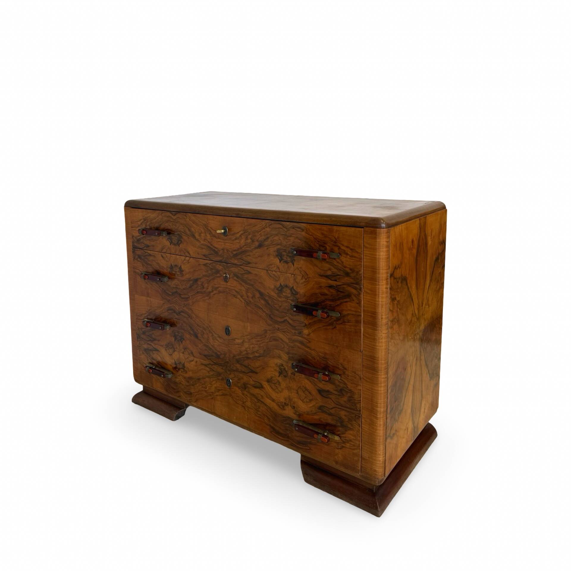 Walnut burl commode, Italian Art Deco, 1940s.