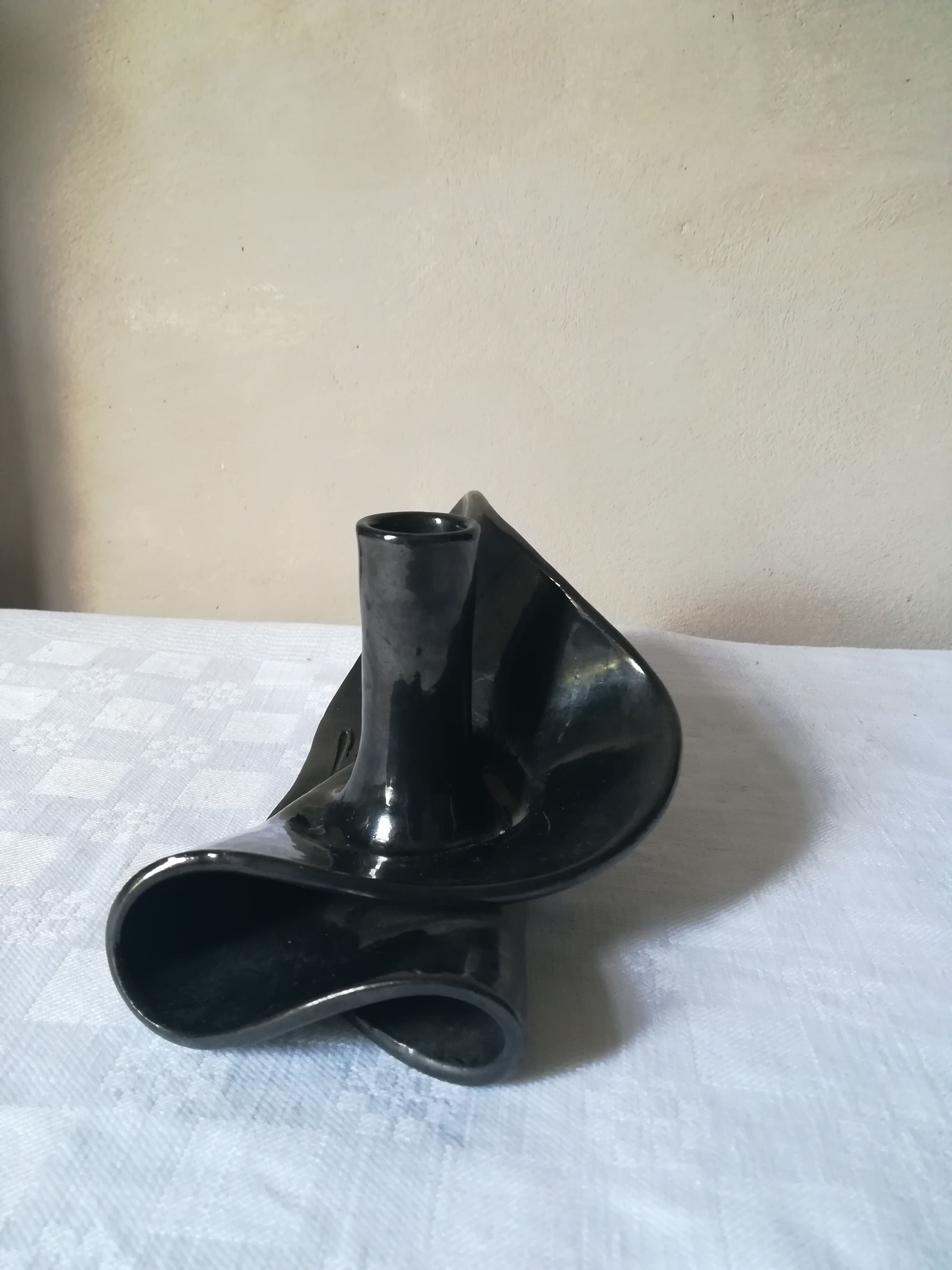 Black ceramic candlestick