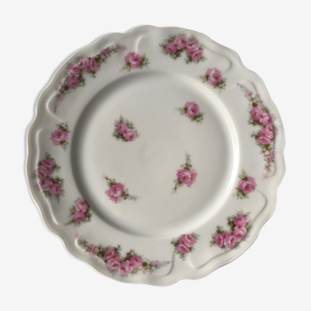 Flat plate porcelain flowered, France