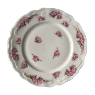 Assiette plate porcelaine fleurie, France