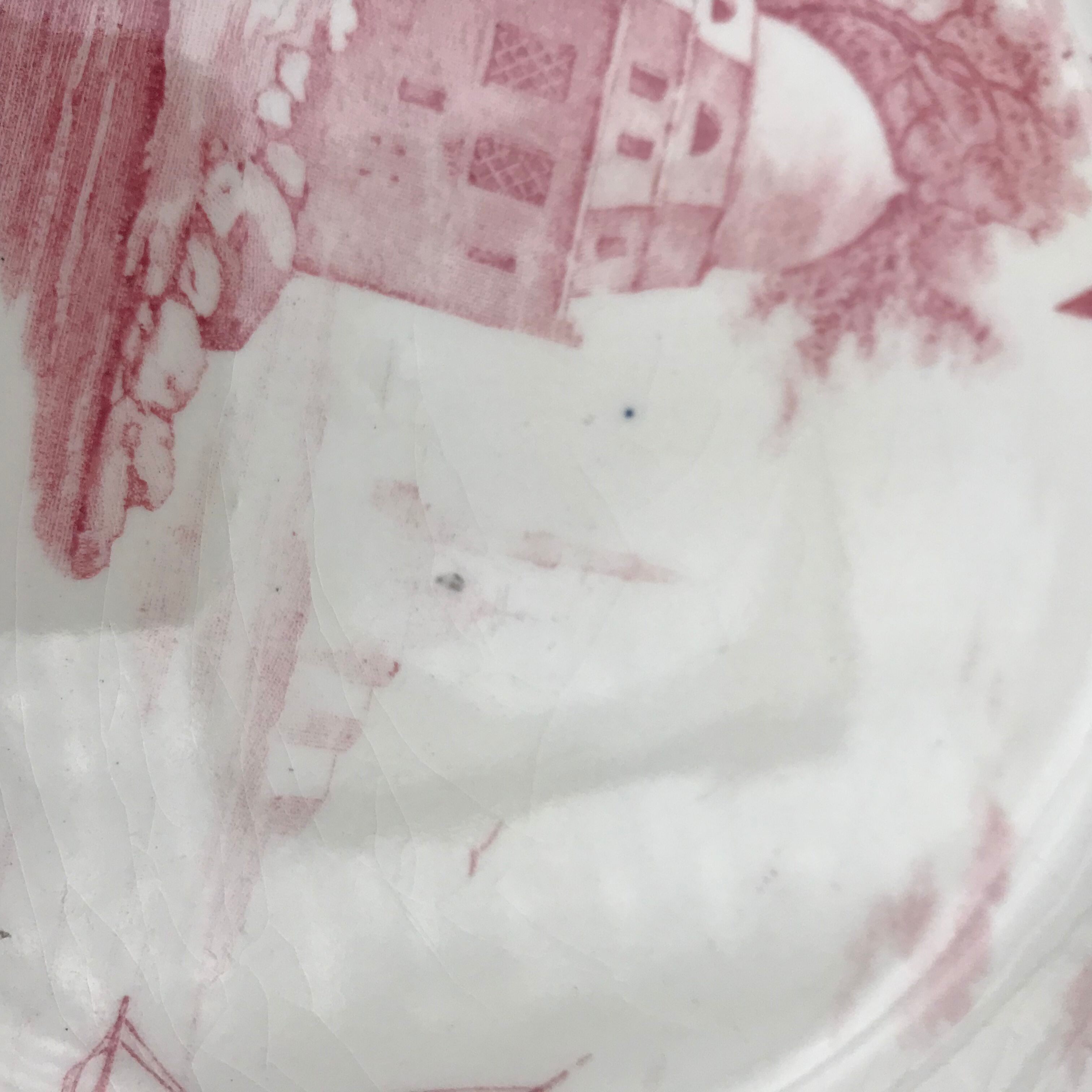 6 vintage pink Shabby dessert plates seen from the east
