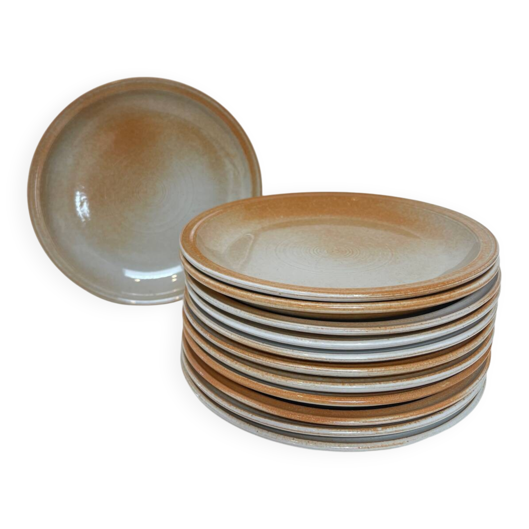 12 stoneware dessert plates, 1970