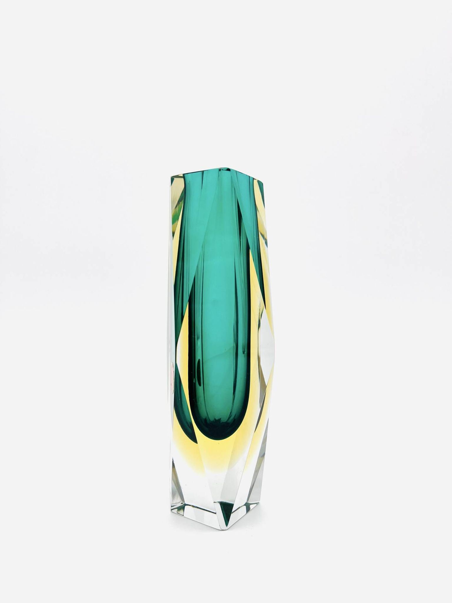 Flavio Poli vase for Seguso - Sommerso - Murano Green & Amber - 1960