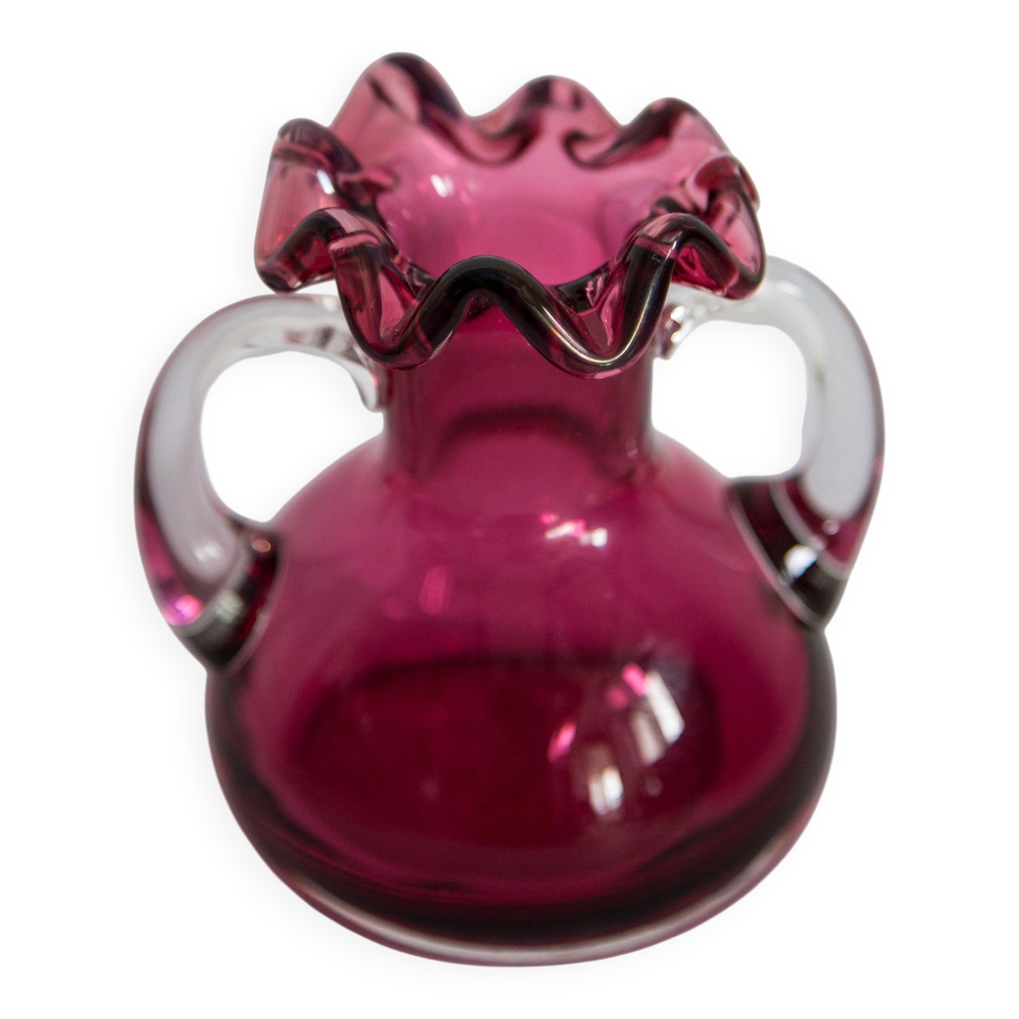 Mini vintage pink vase with frill, Europe, 1960s