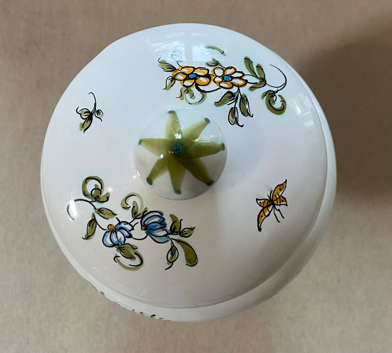 Old Moustiers earthenware apothecary jar