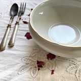 Salad bowl with gilding, vintage Sologne Lamotte porcelain