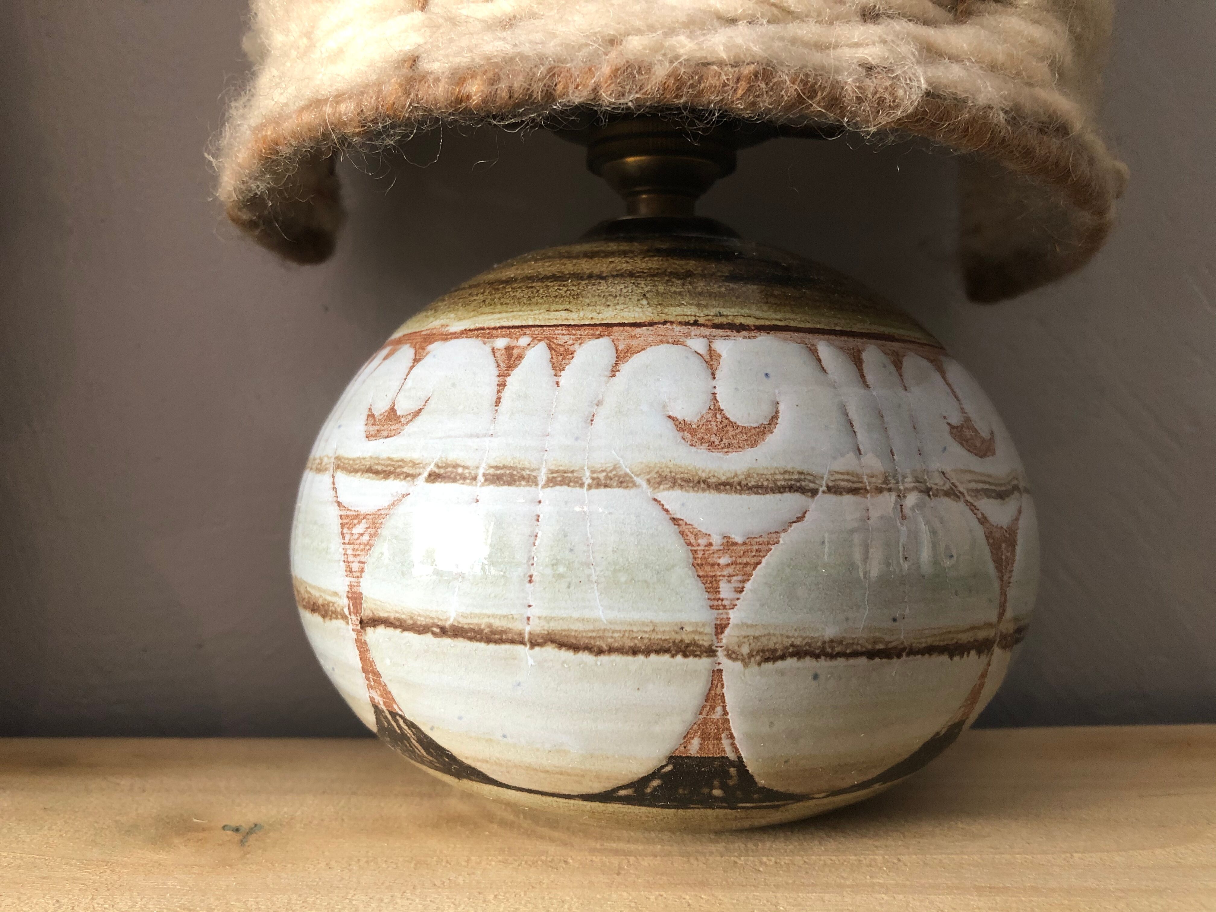 Duo of ceramic wall light wool lampshade