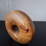 Turned wooden donut soliflore vase