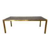 Table basse bronze et verre fumé 1970