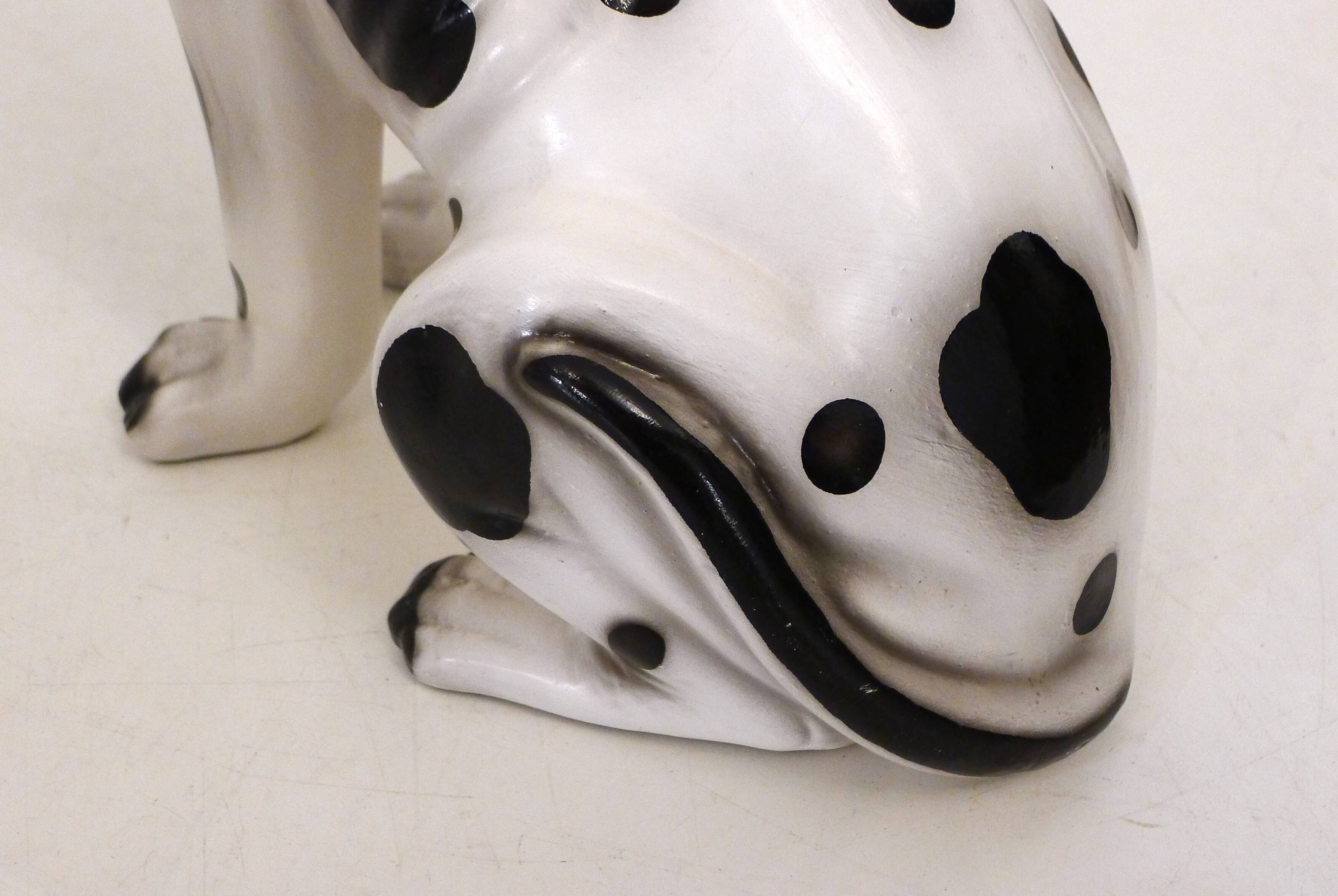 Large black and white ceramic dog (H 46 cm)